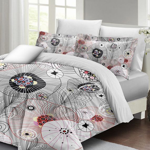 Комплект постільної білизни MonoHome Grey Energy Luxury з бавовняного сатину, 200x220 см, Оксфорд подушка, яскраві кольори, 100% комфортний, сучасний дизайн - фото 3