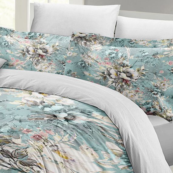Розкішний бавовняний сатиновий комплект постільної білизни MonoHome з квітковим дизайном для двоспального ліжка, 200x220 см, яскраві кольори - фото 4
