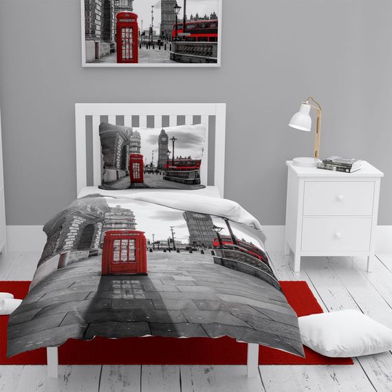 Набір білизни Monohome London 3D для односпального ліжка, 160x220 см, 100% бавовна, живі кольори, комфорт для сну, якісні матеріали - фото 1