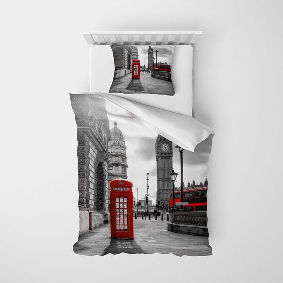 Набір білизни Monohome London 3D для односпального ліжка, 160x220 см, 100% бавовна, живі кольори, комфорт для сну, якісні матеріали - фото 2