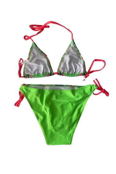 Kız Çocuk Yeşil Tavuz Kuşu Desenli  6-14 Yaş Üçken Bikini Takım HZL24S-LC9017 - صورة 2