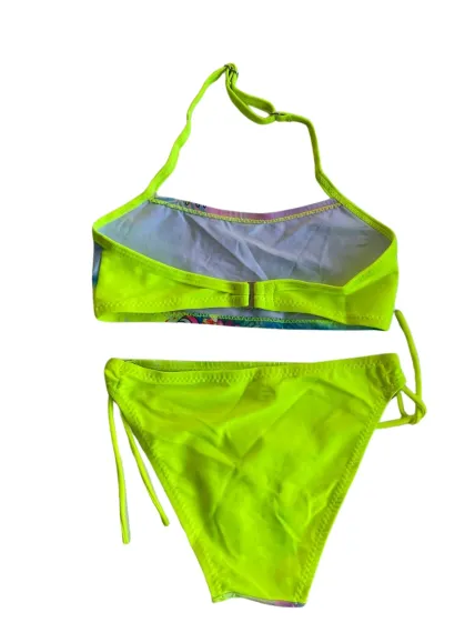 Kız Çocuk Neon Sarı Desenli  2-8 Yaş Straplez Bikini Takım HZL24S-LC3652 - photo 5