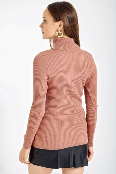 Women's Powder Turtleneck Corded Knitwear Turtleneck Sweater HZL22W-BD1445001 - photo 3