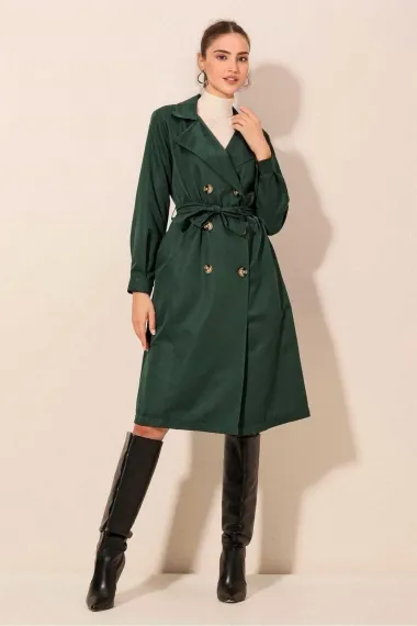 Women's Emerald Double Breasted Collar Belted Unlined Seasonal Casual Trench Coat Hzl22s-bd158531 - photo 1