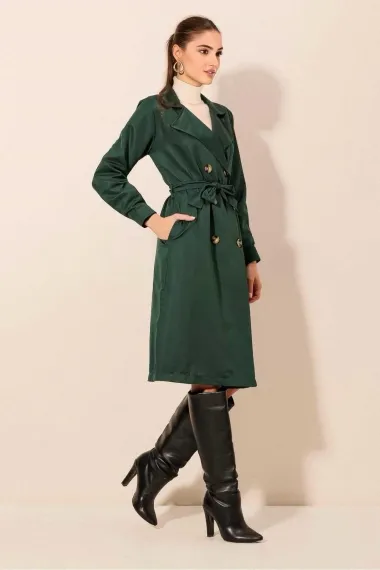 Women's Emerald Double Breasted Collar Belted Unlined Seasonal Casual Trench Coat Hzl22s-bd158531 - photo 4