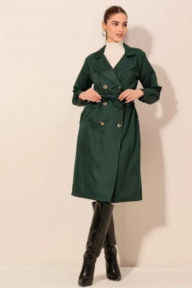 Women's Emerald Double Breasted Collar Belted Unlined Seasonal Casual Trench Coat Hzl22s-bd158531 - photo 3