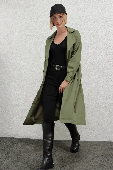 Women's Çağla Double Breasted Collar Belted Unlined Seasonal Comfortable Trench Coat HZL22S-BD158531 - photo 5