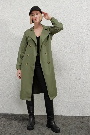 Women's Çağla Double Breasted Collar Belted Unlined Seasonal Comfortable Trench Coat HZL22S-BD158531 - photo 4