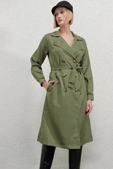 Women's Çağla Double Breasted Collar Belted Unlined Seasonal Comfortable Trench Coat HZL22S-BD158531 - photo 3