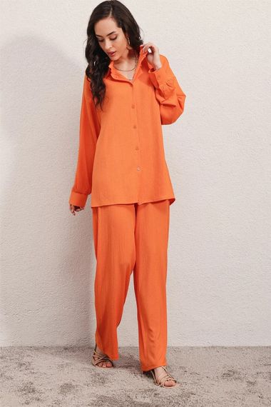 Hazelin Women's Orange Oversize Bottom-Top Double Knitted Suit HZL23W-BD158581 - photo 2