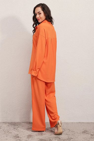 Hazelin Women's Orange Oversize Bottom-Top Double Knitted Suit HZL23W-BD158581 - photo 5