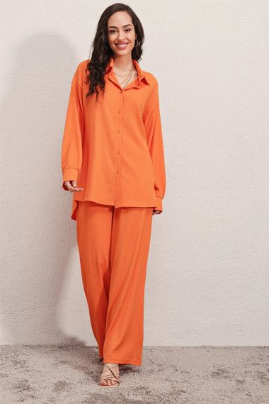 Hazelin Women's Orange Oversize Bottom-Top Double Knitted Suit HZL23W-BD158581 - photo 4