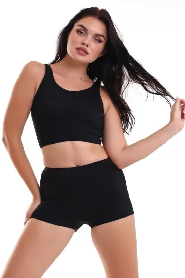 Women's Black Shorts and Bustier Swim Bikini Set HZL23S-AR17541 - photo 4