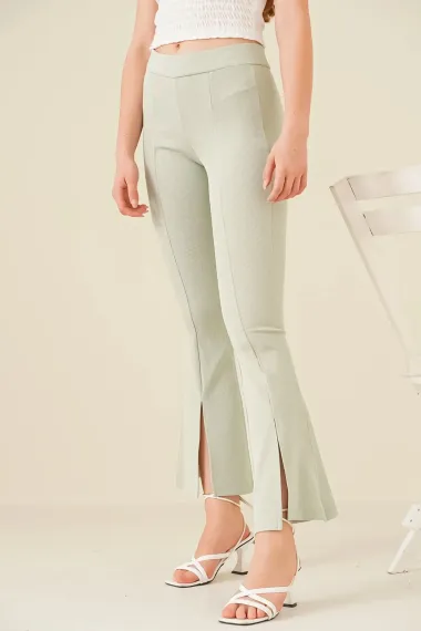 Women's Çağla Corded Slit Sculpting Flare Leg Lycra Knitted Trousers HZL23S-BD165481 - photo 3