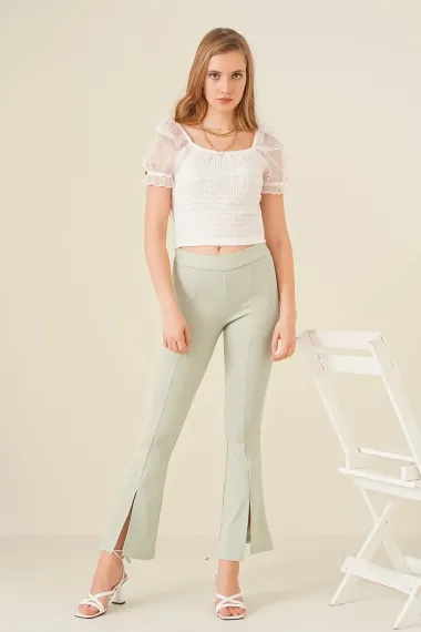 Women's Çağla Corded Slit Sculpting Flare Leg Lycra Knitted Trousers HZL23S-BD165481 - photo 1