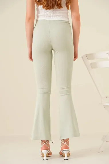 Women's Çağla Corded Slit Sculpting Flare Leg Lycra Knitted Trousers HZL23S-BD165481 - photo 5