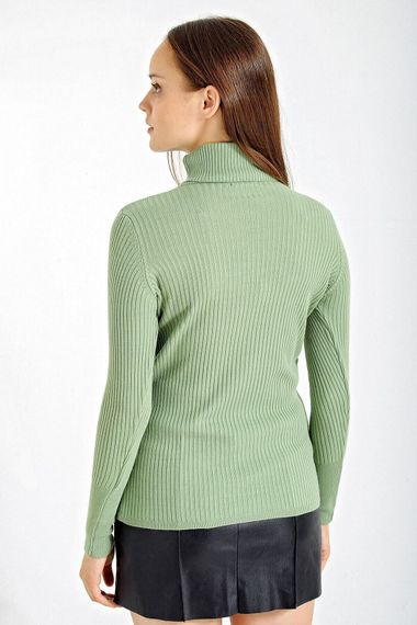 Women's Çağla Green Turtleneck Corduroy Knitwear Turtleneck Sweater HZL22W-BD1445001 - photo 3