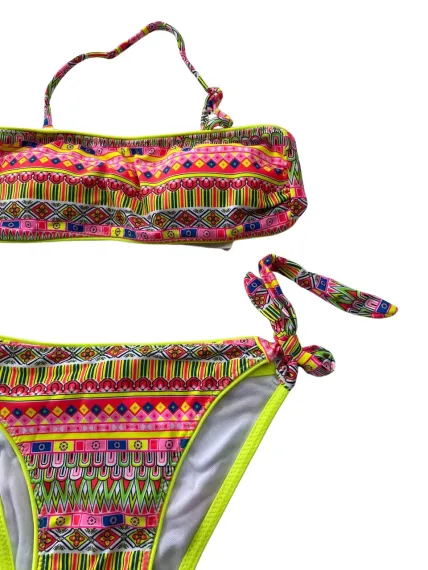 Kız Çocuk Neon Sarı Çok Renkli Astarlı 4-12 Yaş Straplez Bikini Takım HZL24S-LC6355 - photo 2