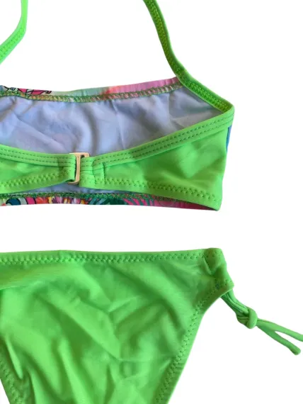 Kız Çocuk Neon Yeşil Desenli  2-8 Yaş Straplez Bikini Takım HZL24S-LC3652 - photo 3