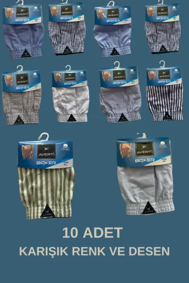 Erkek Gömlek Desenli 10'lu Paket %100 Pamuk Poplin Boxer HZL24S-AV150051 - fotoğraf 1