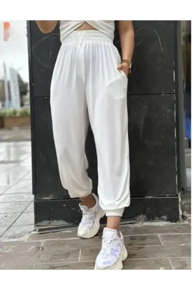 Women's White Front Knotted Bottom-Top Double Shalwar Suit HZL23S-SND120141 - photo 3