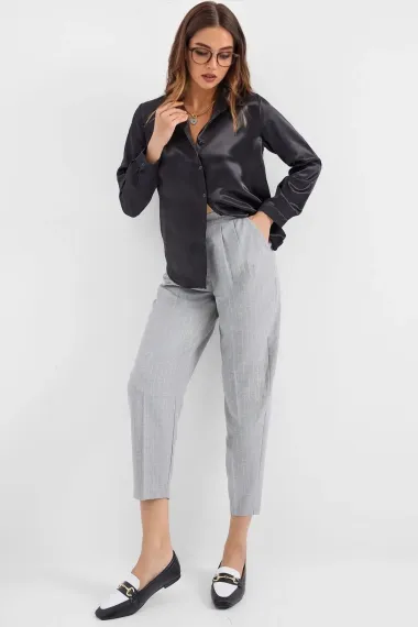 Жіноча чорна сорочка для хустки, легка, шовковистий сатин, доступні розміри 34-50 - фото 3