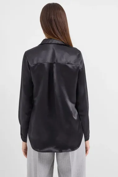Жіноча чорна сорочка для хустки, легка, шовковистий сатин, доступні розміри 34-50 - фото 5