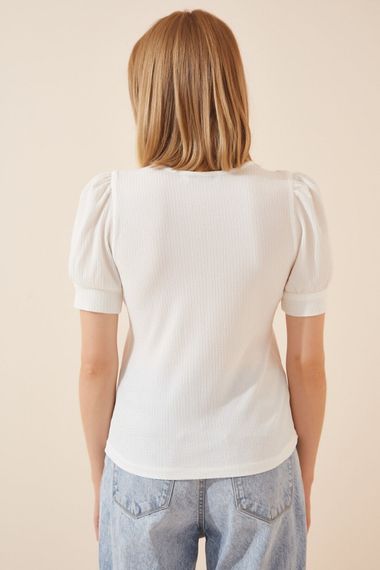 Women's White Square Collar Knitted Blouse HZL22W-BD104091 - photo 3