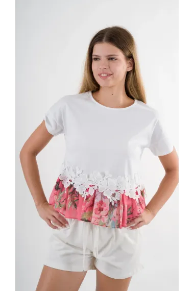 Kadın Beyaz Beli Lastikli Yırtmaçlı Cepli Keten Şort HZL24S-ZK11371 - photo 3