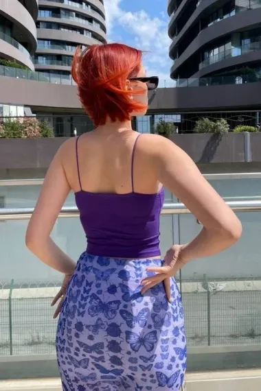 Kadın Mor İp Askılı Örme Büstiyer HZL24S-ZK12001 - fotoğraf 4