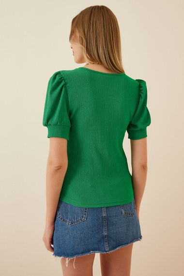 Women's Green Square Collar Knitted Blouse HZL22W-BD104091 - photo 2