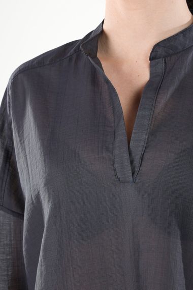 ANTHRACITE V-NECK BUTTONLESS COMFORTABLE THIN SHIRT - photo 5