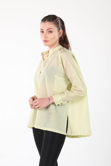 YELLOW V-COLLAR BUTTONLESS COMFORTABLE THIN SHIRT - photo 3