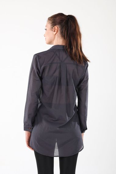 ANTHRACITE LONG SHIRT WITH SLIPS ON THE SIDE - photo 2