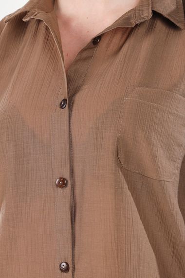 BROWN LONG SHIRT WITH SLIPS ON THE SIDE - photo 5