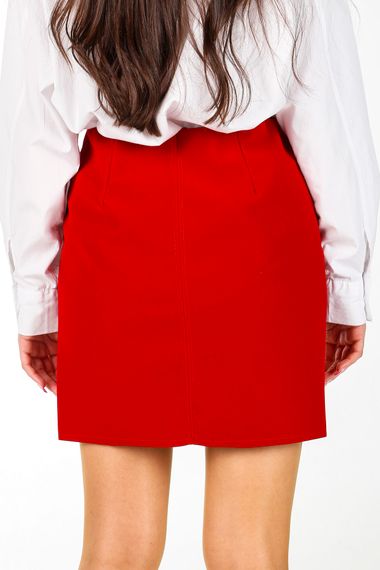 RED VELVET SLIPPED MINI SKIRT - photo 2