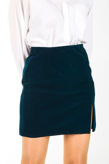 GREEN VELVET SLIPPED MINI SKIRT - photo 4