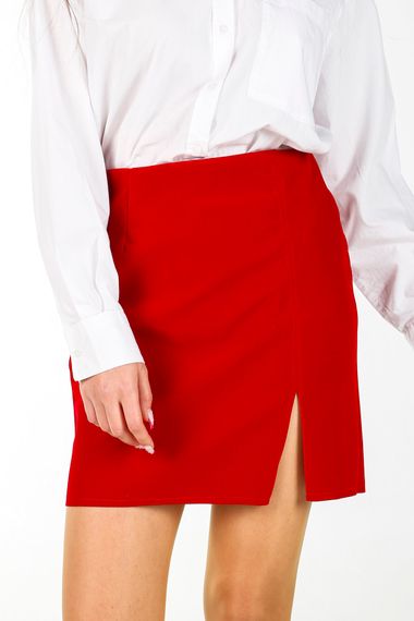 RED VELVET SLIPPED MINI SKIRT - photo 3