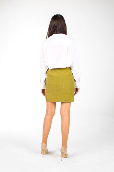 OIL GREEN VELVET SLIPPED MINI SKIRT - photo 3