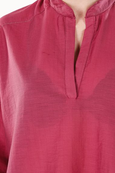 DRIED ROSE V-NECK BUTTONLESS COMFORTABLE THIN SHIRT - photo 2