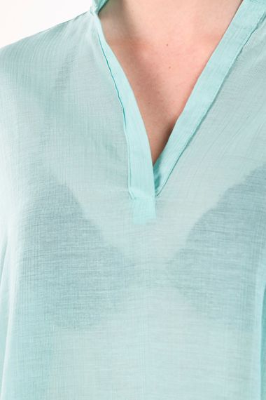 MINT V-NECK BUTTONLESS COMFORTABLE THIN SHIRT - photo 5