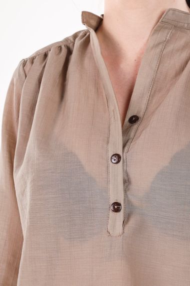 BEIGE HALF BUTTON THIN SHIRT - photo 5