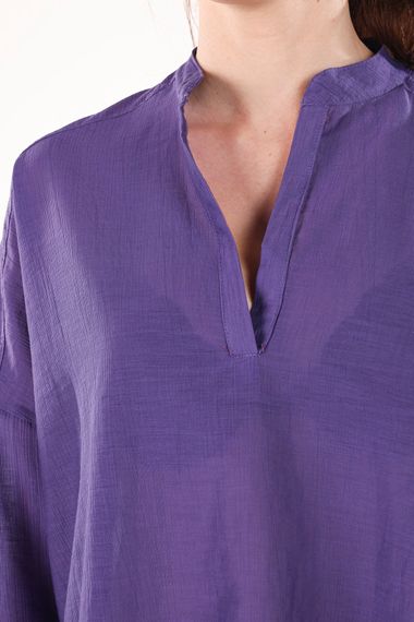 PURPLE V-NECK BUTTONLESS COMFORTABLE THIN SHIRT - photo 5