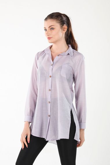 LILA LONG SHIRT WITH SLEEVES ON THE SIDE - photo 2