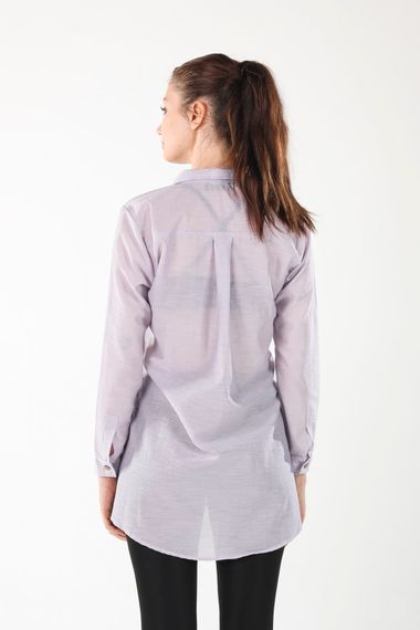 LILA LONG SHIRT WITH SLEEVES ON THE SIDE - photo 1