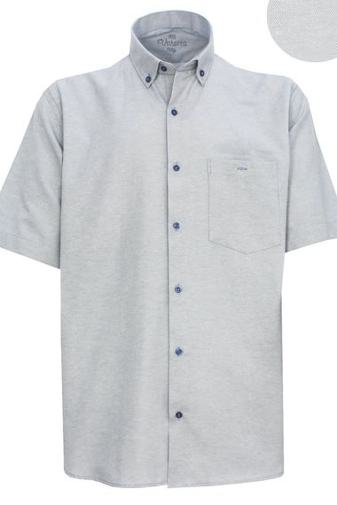 Мужская серая рубашка больших размеров Varetta с коротким рукавом - фото 2
