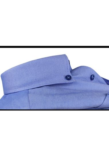 Мужская синяя хлопковая рубашка больших размеров Varetta с короткими рукавами - фото 4