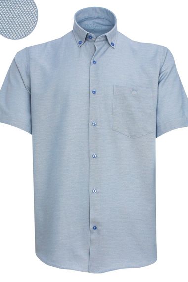 Мужская хлопковая рубашка Varetta сине-серого цвета с коротким рукавом - фото 1