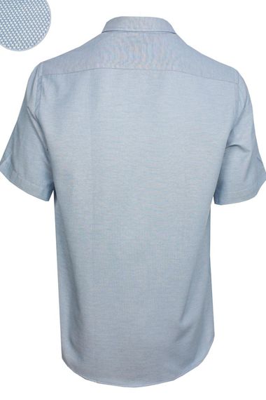 Мужская хлопковая рубашка Varetta сине-серого цвета с коротким рукавом - фото 3