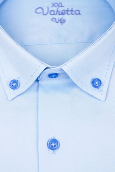 Мужская синяя рубашка больших размеров Varetta с коротким рукавом - фото 4